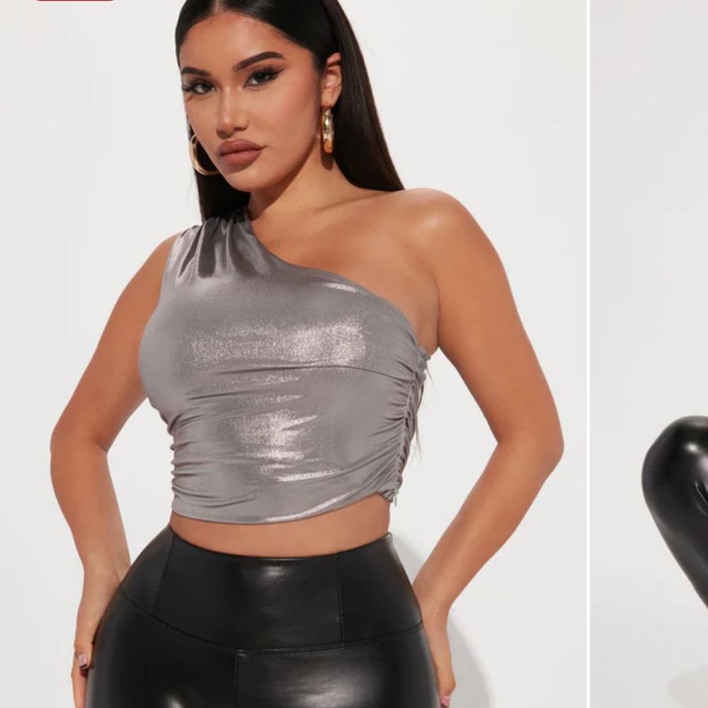 One Shoulder Silver Top - Picture 5 of 5